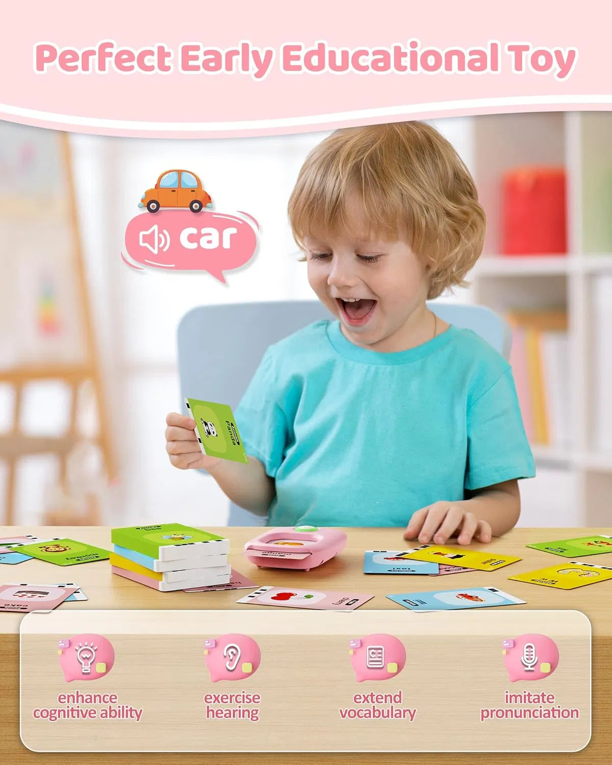Talking Flash Cards, Kids Toddler Flash Cards With 224 Sight Words, Montessori Toys, Autism Sensory Toys, Speech Therapy Toys, Learning Educational Gifts For 1 2 3 4 5 Year Old Boys And Girls