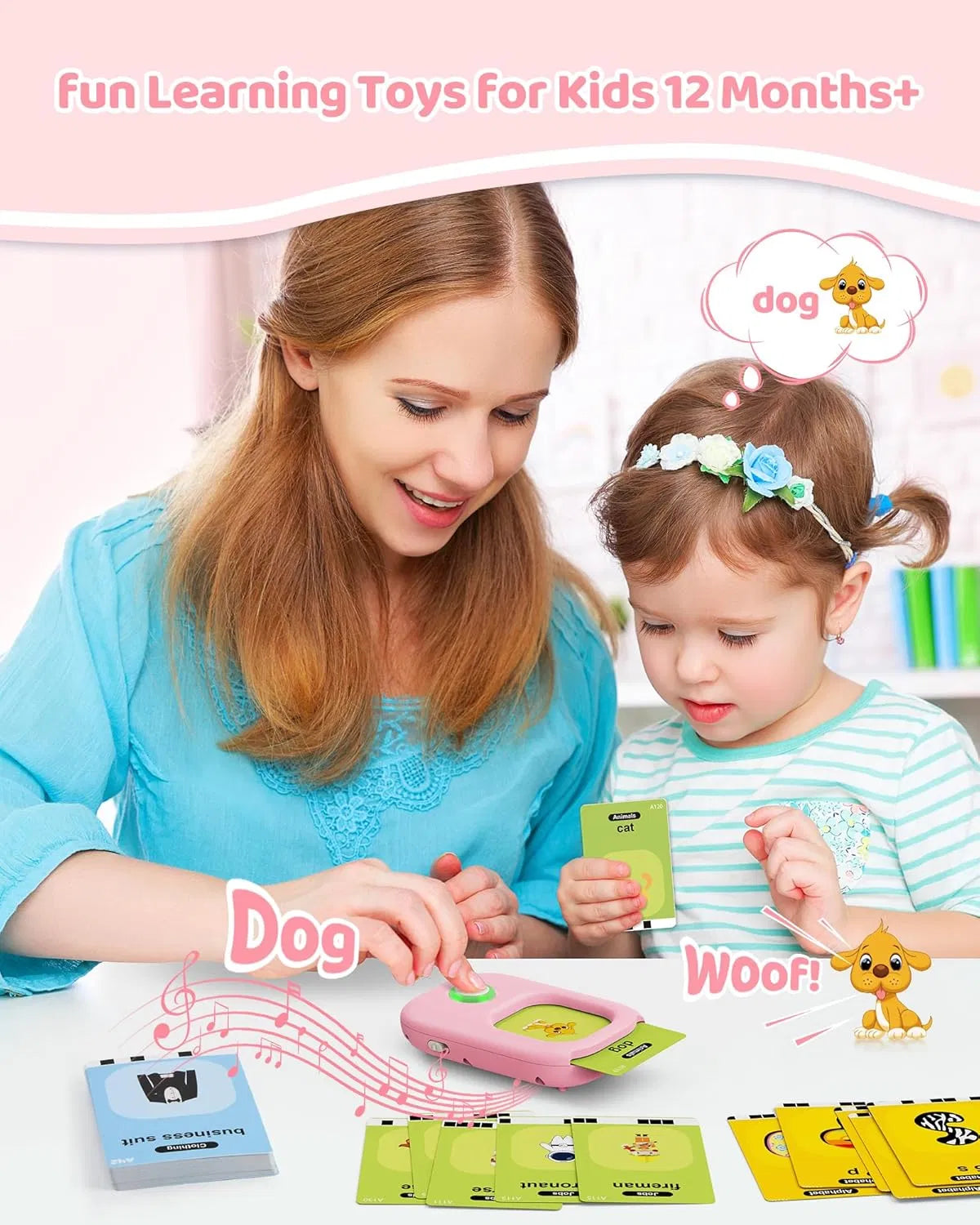 Talking Flash Cards, Kids Toddler Flash Cards With 224 Sight Words, Montessori Toys, Autism Sensory Toys, Speech Therapy Toys, Learning Educational Gifts For 1 2 3 4 5 Year Old Boys And Girls